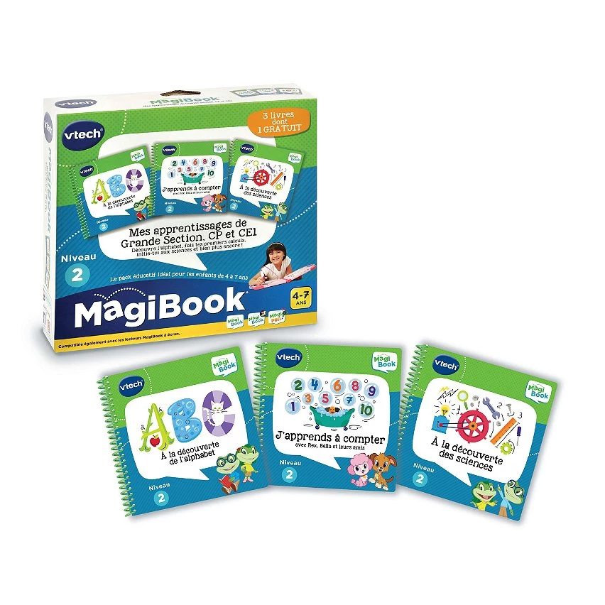 Budget ⭐ Vtech Magibook - Mes Apprentissages De Grande Section, Cp Et Ce1 (Abc À La Découverte De L'alphabet, A La Découverte Des Sciences, J'apprends À Compter Ave 🎁 4 Budget ⭐ Vtech Magibook - Mes Apprentissages De Grande Section, Cp Et Ce1 (Abc À La Découverte De L'alphabet, A La Découverte Des Sciences, J'apprends À Compter Ave 🎁 – Image 2